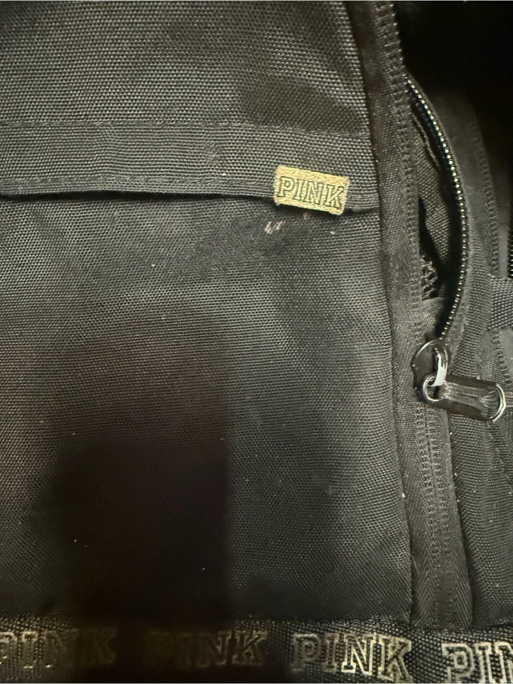 Victoria's Secret PINK Black Backpack with Metallic Logo